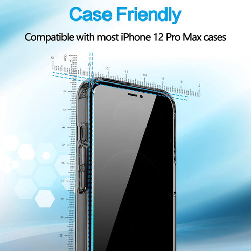 2 Pack Privacy Screen iPhone 12 Pro Max Tempered Glass Privacy Screen Protector for iPhone 12 Pro Max, Anti-Spy, Shatterproof, Full Edge Coverage,...