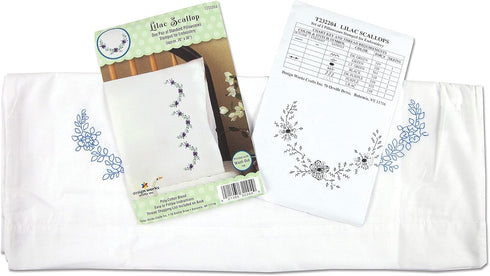 Design Works Crafts Lilac Scallops Stamped for Embroidery Pillowcases, Purple......