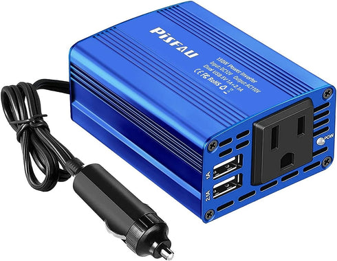 150W Car Power Inverter DC 12V to 110V AC Converter with 3.1A Dual USB Power inverters for Vehicles,Road Trip Essentials Camping Accessories Blue...