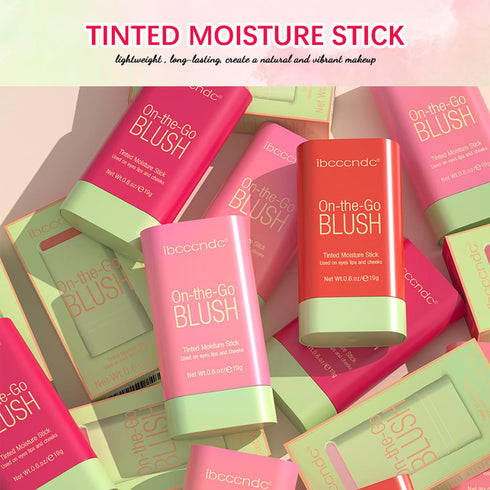Multi-Use Makeup Blush Stick, Tinted Solid Moisturizer On-the-Go Blush, Multi-use Cream Blush Stick for Cheek & Eyes & Lips, Waterproof Natural Nu...
