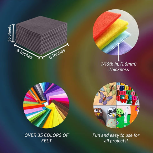FabricLA Acrylic Felt Sheets for Crafts - Soft Precut 6" X 6" Inches (15cm X 15cm) Felt Squares - Use Felt Fabric Craft Sheets for DIY, Hobby, Cos...
