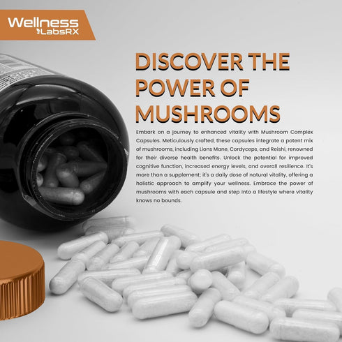Organic Mushroom Supplement Capsules - 10000mg - 25 in 1 Mushroom Complex Capsules, Lion's Mane mushroom Capsules - Turkey Tail Mushroom Capsules,...