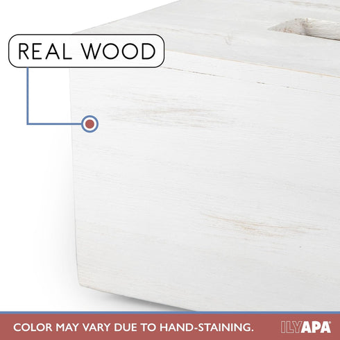 Ilyapa Wood Tissue Box Cover Rectangular - Rustic Farmhouse White Wooden Tissue Holder...