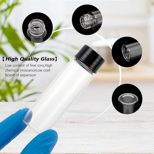 15ml Transparent Glass Sample Bottle Small Glass Sample Bottle with Scew Cap and Liquid Bottle?Pack of 8...