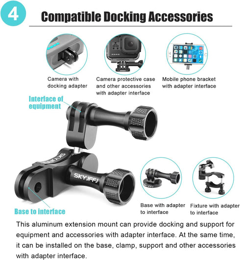 Aluminum Ball gopro Handlebar Mount, 360 Rotation and Lock Any Direction, Shock-Resistant, Compatible with Gopro Hero 8 9 10 11 12, Max, DJI OSMO ...