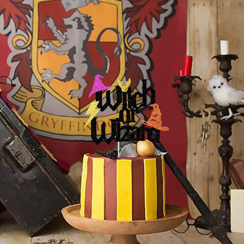 Witch or Wizard Cake Topper,Gender Reveal Baby Shower Party Decorations Potter Inspired He or She Boy or Girl Cake Decor...