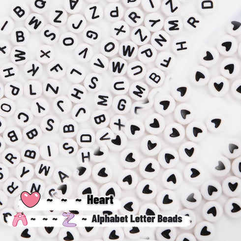 Letter Beads Kit, 26 Alphabet Beads with Heart Beads for Friendship Bracelets Necklace Jewelry Making (Black Letter Beads)...
