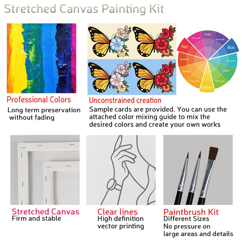 Canvas Painting Kits Pre Drawn Canvas for Painting for Adults Paint and Sip Party Supplies Stretched Canvas to Paint Games Ladies Night Flowers Bu...