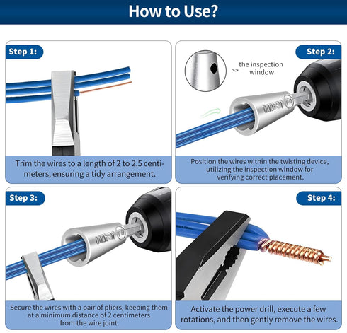 Paddusn Wire Twister Tool for Drill, 3 Way/ 5 Way Wire Stripper for Drill, Electrical Wire Stripping and Twisting Tool for Power Drill, 3pcs Wire ...