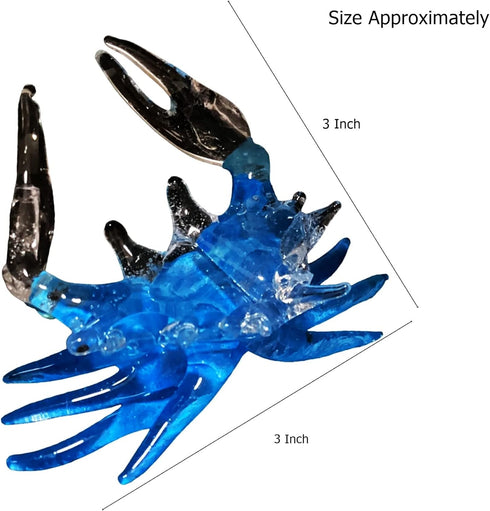 Garden Deco Glow in The Dark Blue Gloden Crab Hand Blown Art Glass Figurine Ornament Sculpture...