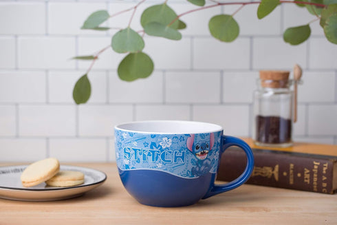 Silver Buffalo Lilo and Stitch Wavy Style Ceramic Soup Mug, 24-Ounces...