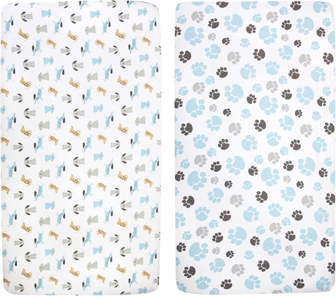 Standard Microfiber Fitted Crib Sheets for Baby Girl, Baby Boy, and Neutral, 2 Pack Crib Sheets Crib Essentials for Baby 28x52 Crib Sheets (Dogs &...
