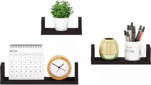 FURINNO Indo Wall Mounted Floating Shelves, Espresso...