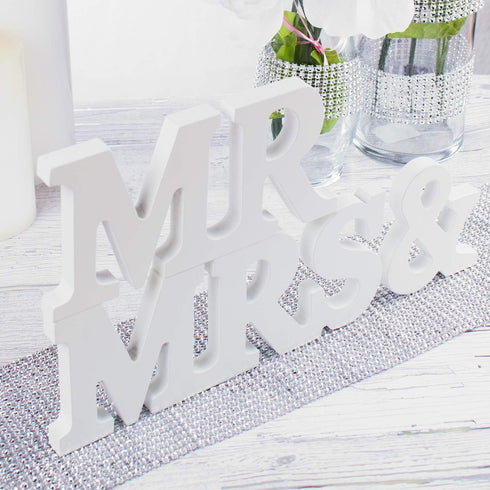 Super Z Outlet White Wooden Mr and Mrs Signs Wedding Present for Party Table Top Dinner Decoration, Display Stand Figures, Home Wall...
