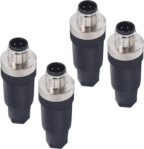 Aviation Connector Plugs,Lonlonty Ethernet M12 Connector Field Wireable IP67 Waterproof Straight 4 Pin A Code Unshield Male Plug for Cable AC 250V...