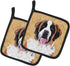 Caroline's Treasures SC9129PTHD Saint Bernard Wipe Your Paws Pair of Pot Holders Kitchen Heat Resistant Pot Holders Sets Oven Hot Pads for Cooking...