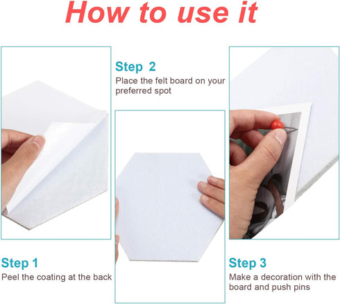 10 Packs Pin Board Hexagon Felt Board Tiles Bulletin Board Memo Board with 20 Pieces Push Pins, Decoration for Home Office Classroom Wall (White,5...