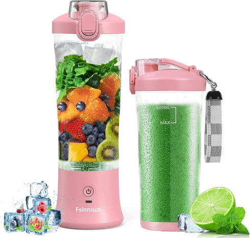 Portable Blender, Personal Size Blender for Shakes and Smoothies with 6 Blades, 20 Oz Mini Blender Cup with Travel Lid and USB Rechargeable for Of...