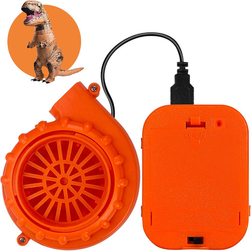 Mini Blower Fan for Dinosaur Costume, Orange Upgrade Inflatable Costume Fans Replacement Blow up Blower Potable USB Air Pump...