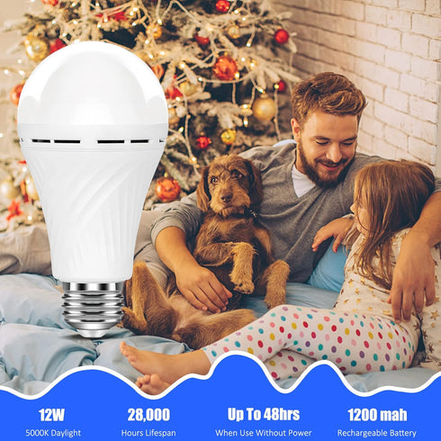 Neporal LITE Emergency Rechargeable Light Bulbs A19, Light Up to 48 hrs, Battery Operated Light Bulb, 5000K E26 LED Bulb, Emergency Lights for Hom...