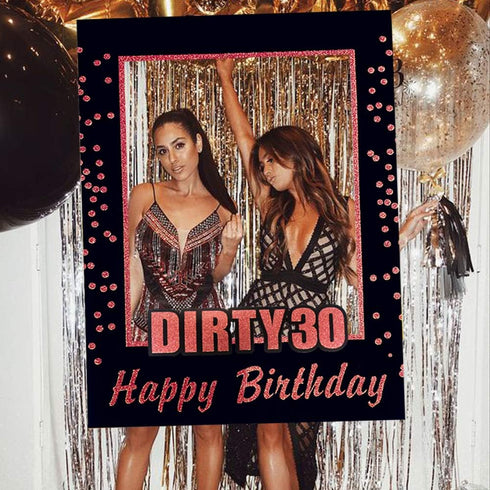 LaVenty Rose Gold Dirty 30 Photo Props 30th Birthday Party Photo Booth Props 30th Birthday Photo Frame...