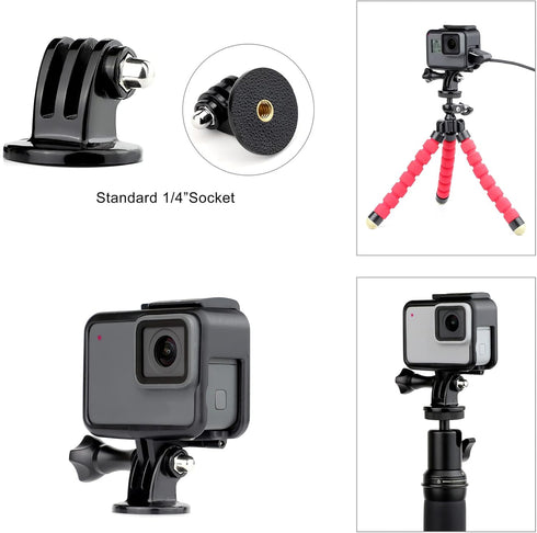 Frame Mount Housing Case for GoPro Hero 7 6 5 Black, Hero 7 Silver, Hero 7 White, Hero (2018) Cameras - Includes Quick Release Buckle and Tripod A...