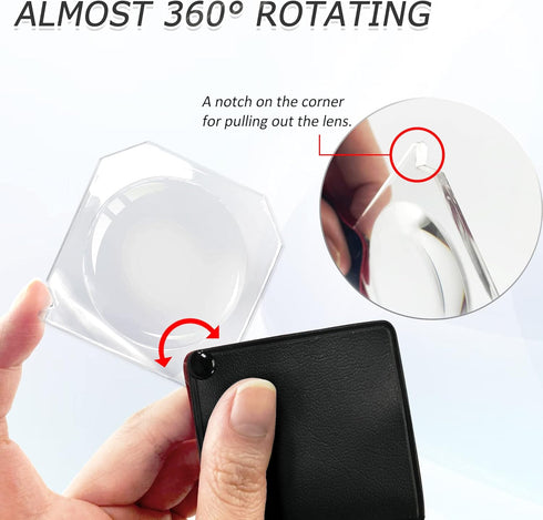 MAGDEPO 6X Small Pocket Size Folding Magnifier 1.75" Acrylic Magnifying Lens with Protective Air-Cushioned Faux Leather Rotatable & Compact for Re...