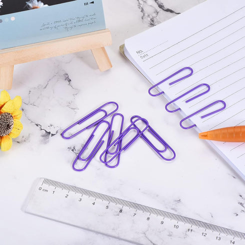 MECCANIXITY Paper Clips Medium Size 2 Inch Vinyl Coated to Prevent Tearing Pages with Box for Organize Office Home Purple Count 100...