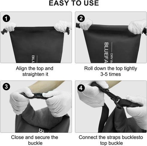 Waterproof Dry Bag Floating Roll Top Dry Backpacks for Kayaking, Rafting, Boating, SUP, Fishing with IPX8 Waterproof Phone Case, Black, 10L...