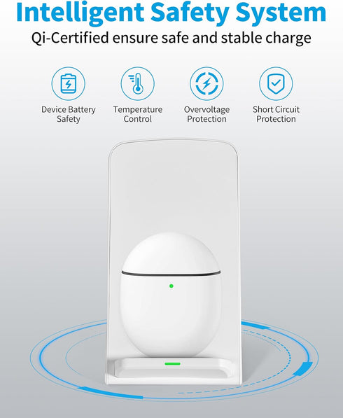 Wireless Phone Charger for Android & iPhone - 15W Fast Qi Certified Wireless Charging Station for Google Pixel 3 4 XL 5 6 7 8 Pro Samsung Galaxy S...