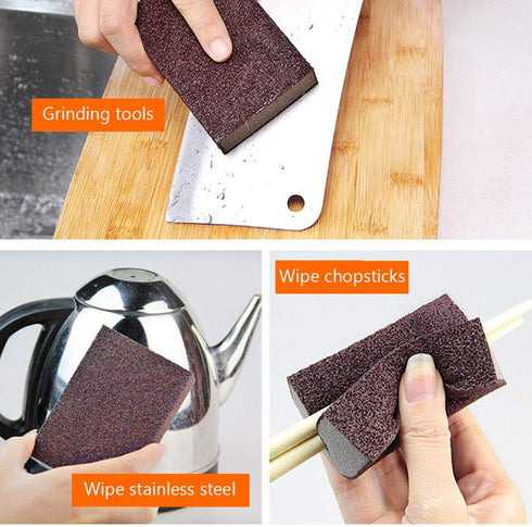 6-Pack Nano Emery Sponge Brush Eraser Scrub, Carborundum Cleaning Sponge Brush Household Cleaning Tools Cotton for Removing Rust Cleaning Kitchen ...