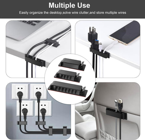 Cable Management Clips, 20Pcs Cable Organizers Wire Clips Cord Holder for TV PC Ethernet Cable Desk Home Office (Black)...