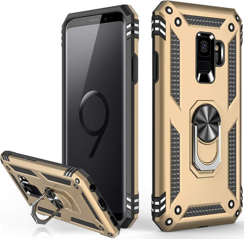 LUMARKE for Galaxy S9 Case,Pass 16ft. Drop Tested with Magnetic Ring Kickstand Compatible with Car Mount Holder,Military Grade Protective Phone Co...