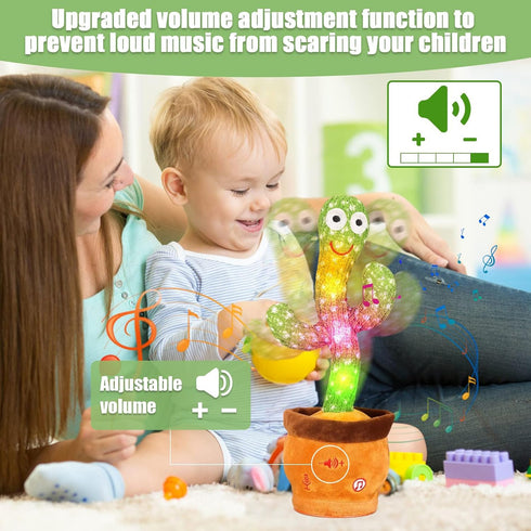 Dancing Cactus, Talking Cactus Toy, Dancing Cactus Mimicking Toy, Repeating and Recording What You Say, Cactus Baby Toy with LED, Repeat, Dance, R...