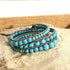 KELITCH Turquoise Mother of Pearl Silver Mix Beaded 3 Wrap Bracelet Handmade New Cuff Jewelry...