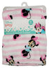 Disney Cudlie Baby Girl Minnie Mouse 1-Ply Flannel Fleece Blanket with Simply Stripe Print...