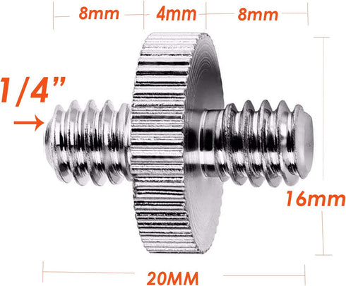(5 Packs) Standard 1/4"-20 Male to 1/4"-20 Threaded Screw Adapter Tripod Screw Converter Compatible with Camera Cage Light Stand Monopo Shoulder R...