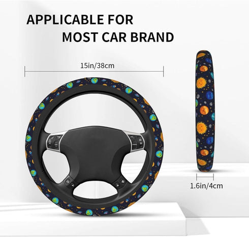 Steering Wheel Cover for Women Men Colorful Cartoon Space Planets Neoprene Steering Wheel Protector Universal Fit Most Car Sedans SUVs - 15 Inch...
