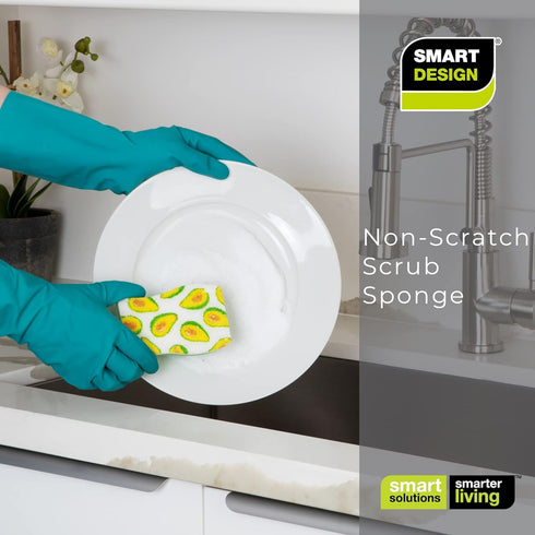 Smart Design Non-Scratch Cellulose Smart Scrub Sponge - Set of 9 - Ultra Absorbent - Ergonomic Shape - Cleaning, Dishes, & Hard Stains - Fruit Pat...