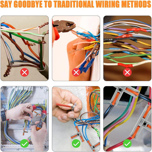 EEEKit 30Pcs Compact Wire Conductor Connector, T-Shape Lever Nut Wire Connector, Quick Splitter 3 Way Electrical Connectors, AWG 28-12...