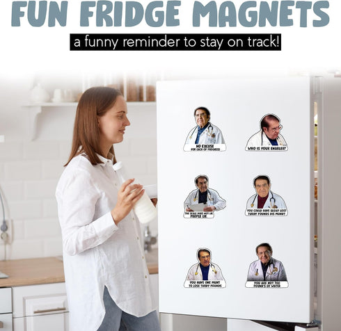 12 Pack Dr Now Magnets, Funny Dr. Nowzaradan Fridge Magnet - 3" × 3" Strong Magnets, Black Text, Motivational Diet Helper - Cute Fun Magnetic Acce...