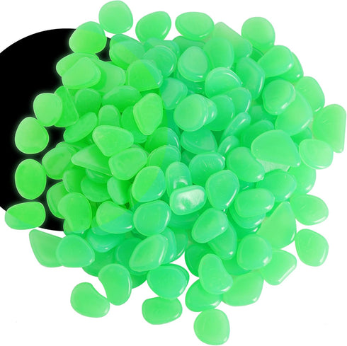 150 PCS Luminous Stones - Green Glow Rocks Decorations DIY Decorative Pebbles for Aquarium Fish Tank Sidewalk Garden Path Patio Terrace Lawn Yard ...