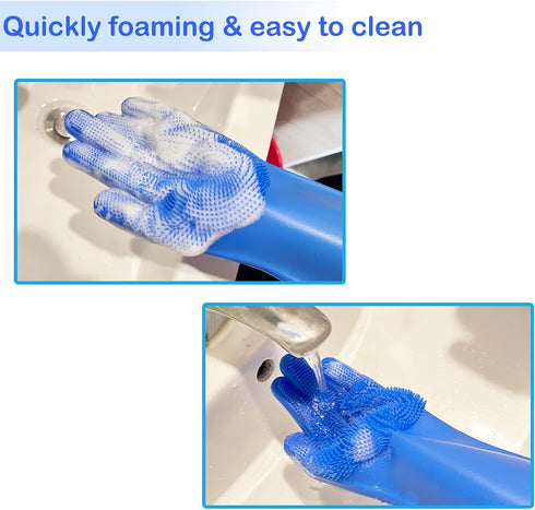 Pet Grooming Gloves, Yintoper Dog Washing Gloves with High-Density Teeth, Heat Resistant Silicone Cat Hair Remover with Enhanced Five Finger Desig...