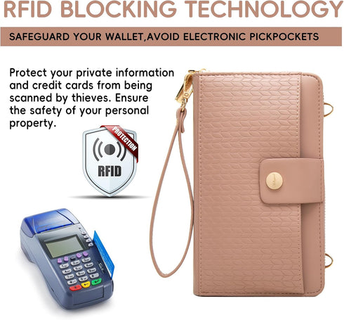 Women Crossbody Cell Phone Wallet Purse with RFID Protection and Multiple Card Slots...