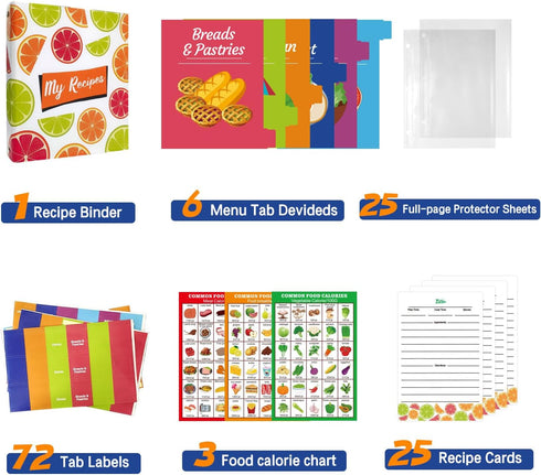 Recipe Binder 7.8" x 8.7", Blank Recipe Book to Write in Your Own Recipes, 3 Ring DIY Cookbook Organizer, Recipe Book Holder with Clear Protective...