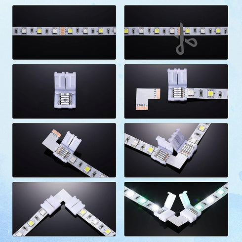 35 Pieces LED Strip Connector 5 Pin Solderless LED Light Connector L Shape LED Lights Extension T Shape Solderless LED Adapter Connector for 5050 ...