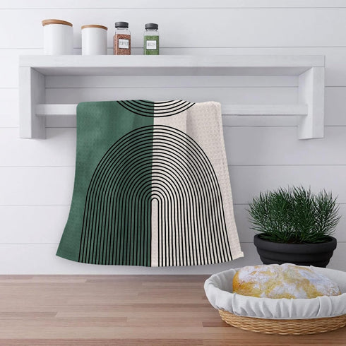 Boho Kitchen Towels, Green Boho Decorative Hand Towels, Boho Bohemian Green Kitchen Bathroom Decor, Boho Green Dish Tea Hand Towels for Kitchen Ba...