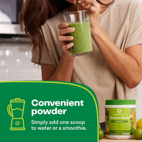 Amazing Grass Greens Blend Energy: Smoothie Mix, Super Greens Powder & Plant Based Caffeine with Matcha Green Tea & Beet Root Powder, Lemon Lime, ...