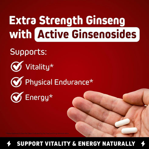 Herbtonics Korean Red Panax Ginseng 1500mg - Energy Supplement for Peak Performance, Focus & Vitality - High Potency Ginseng Root Extract - 120 Ve...