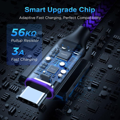 etguuds Purple USB C Cable 3.3ft Fast Charging, 2-Pack Type C Cable Braided USB to USB C Cable Compatible with Samsung Galaxy S23 S22 S21 S20 S10 ...